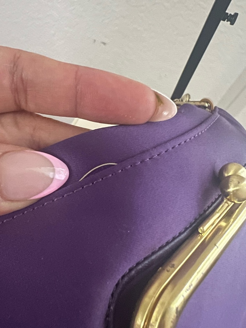 Coach Purple Satin Shoulder Bag with Gold Hardware - Picture 7 of 10